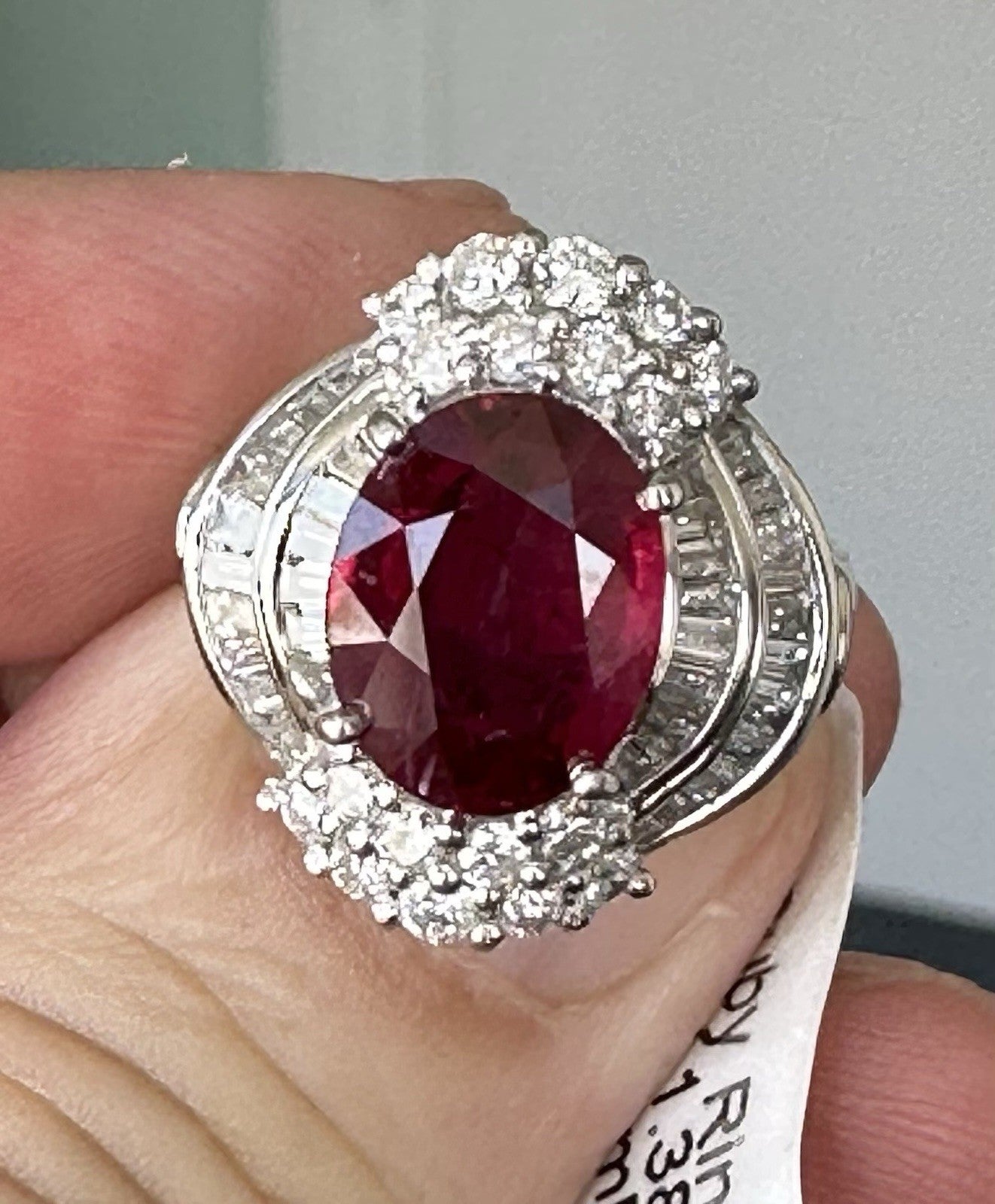 A Magnificent 4.02ct Thai Ruby & Diamond Platinum Ring