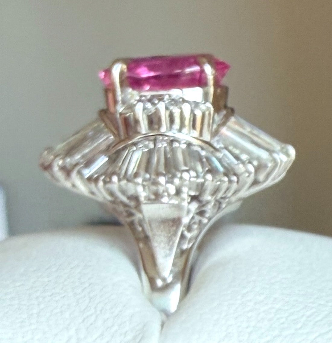 A Stunning 2.44ct Fuschia Pink Sapphire & Diamond Ring