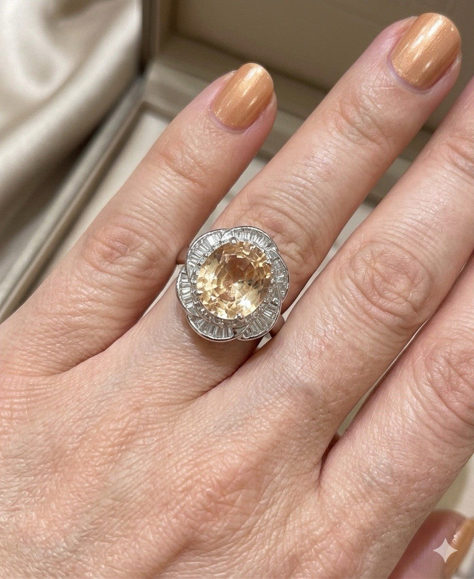 A Magnificent No Heat Unheated 4.71ct Padparadscha Sapphire Ring & AIGS Cert