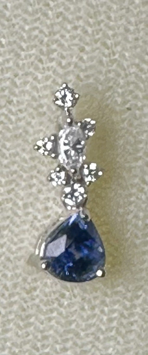 An Exquisite 0.99ct Unheated Royal Blue  Sapphire & Diamond Platinum Pendant