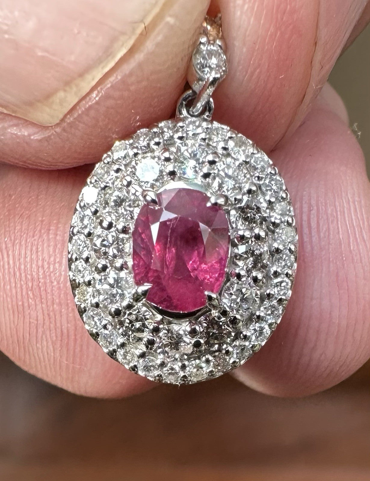 A Superb Unheated No Heat 1.21ct Burma Ruby & Diamond Pendant & GIA Certificate