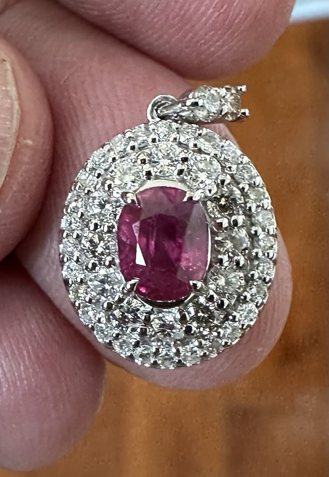 A Superb Unheated No Heat 1.21ct Burma Ruby & Diamond Pendant & GIA Certificate