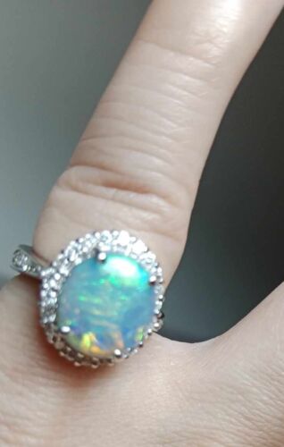 Magnificent 3.65ct Australian Black Opal & Diamond Platinum Ring