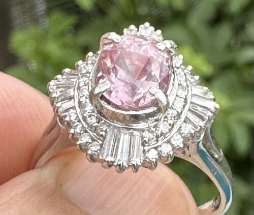 Sensational Unheated 3.18ct Padparadscha Sapphire & Diamond Ring AIGS