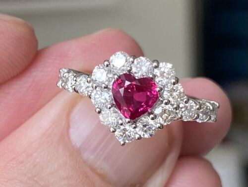 A Magnificent Unheated No Heat 1.02ct Burma Ruby & Diamond Ring GIA