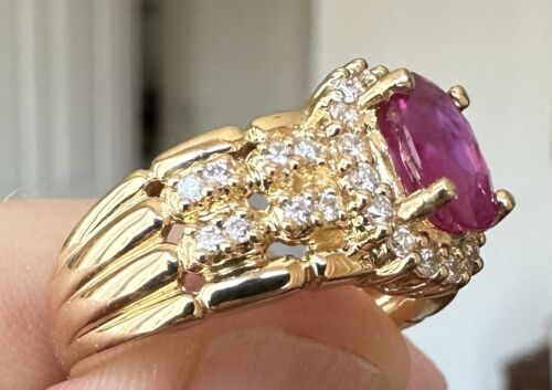 A Stunning Unheated No Heat 1.70ct Burma Ruby & Diamond Ring GIA Cert