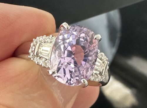 Sensational Unheated No Heat 6.60ct Lilac Sapphire & Diamond Ring GIA