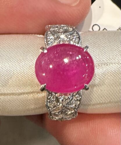 A Gorgeous 4.99ct Burmese Burma Ruby & Diamond Platinum Ring