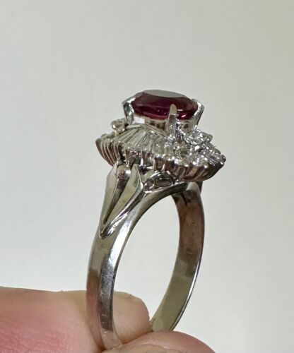 An Exquisite Unheated No Heat 1.11ct Thai Ruby & Diamond Platinum Ring