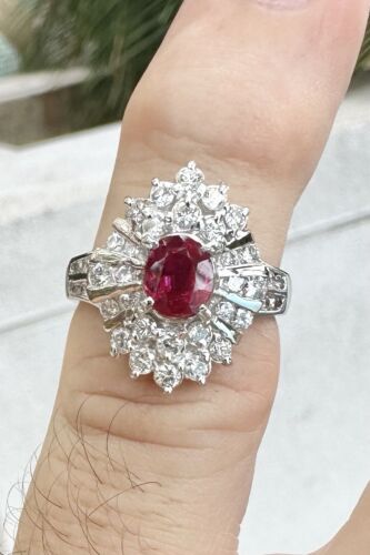 A Magnificent Unheated Burma 1.36ct Pigeon’s Blood Ruby & Dia Ring GRS