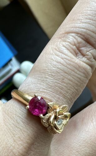 Beautiful Unheated No Heat Burma Ruby & Diamond Ring & Cert