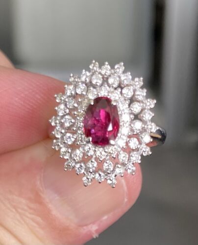 A Magnificent Unheated No Heat 1.23ct Burma Ruby & Diamond Ring GIA