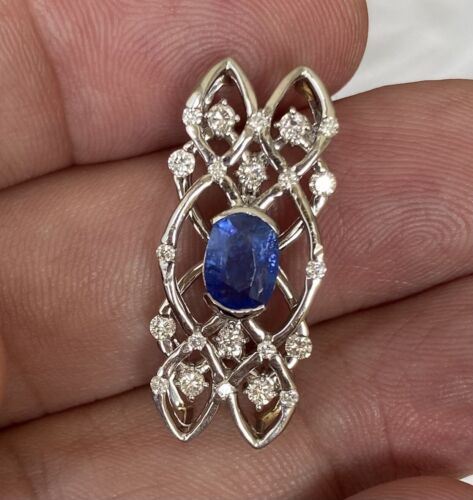 Beautiful Unheated No Heat 1.31ct Burma Blue Sapphire & Diamond Pendan