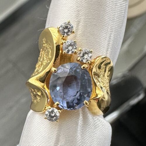 Delightful 3.70ct Unheated No Heat Blue Spinel Ring