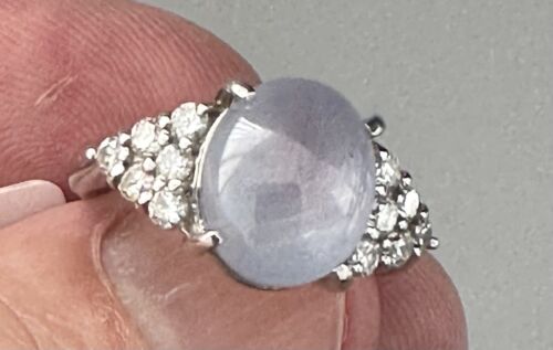 An Exquisite Sri Lanka 8.23ct Star Sapphire & Diamond Platinum Ring