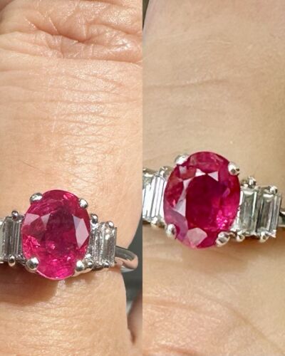 A Superb Unheated No Heat 1.73ct Burma Ruby & Diamond Ring GRS Cert