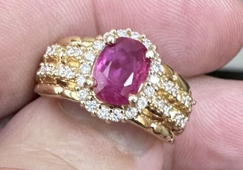 A Stunning Unheated No Heat 1.70ct Burma Ruby & Diamond Ring GIA Cert