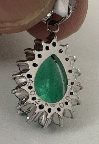 Exquisite 4.02ct Colombia Emerald & Diamond Platinum Pendant