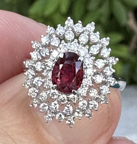 A Magnificent Unheated No Heat 1.23ct Burma Ruby & Diamond Ring GIA