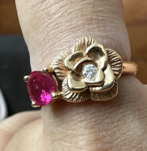 Beautiful Unheated No Heat Burma Ruby & Diamond Ring & Cert