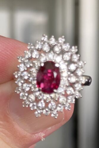 A Magnificent Unheated No Heat 1.23ct Burma Ruby & Diamond Ring GIA