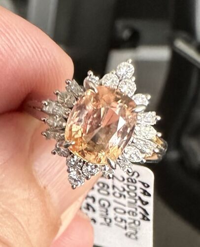 Sensational Unheated No Heat 2.25ct Padparadscha Sapphire Ring AIGS