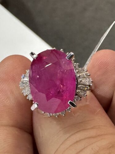 An Immense 9.71ct Burma Ruby & Diamond Ring AIGS