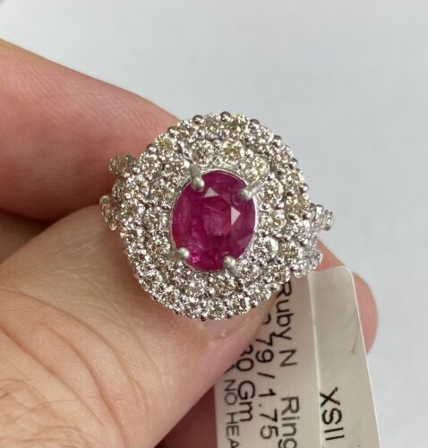 Beautiful Unheated 2.79ct Burma Ruby & Diamond Ring Lotus Certificate