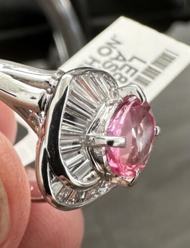 Sensational Unheated 1.29ct Padparadscha Sapphire & Diamond Ring AIGS