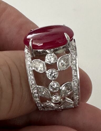 Magnificent 12.50ct Burmese Burma Ruby & Diamond Platinum Ring