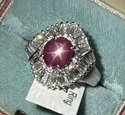 An Exquisite 3.92ct Burma  Star Ruby & Diamond Platinum Ring