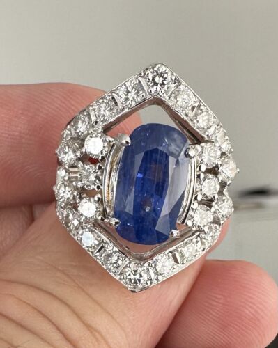 Magnificent Unheated Burma 7.28ct Cornflower Blue Sapphire Ring Lotus