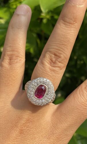 Beautiful Unheated 2.07ct Burma Ruby & Diamond Ring GIA Certificate