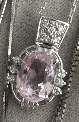 Pretty 3.06ct Unheated Sri Lanka Pink Sapphire Platinum Pendant