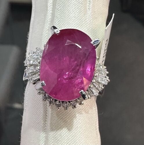 An Immense 9.71ct Burma Ruby & Diamond Ring AIGS