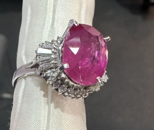 An Immense 9.71ct Burma Ruby & Diamond Ring AIGS