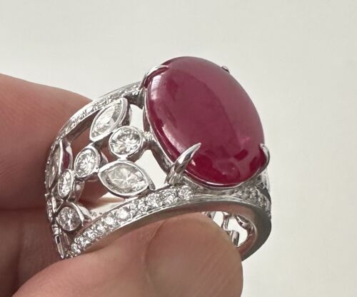 Magnificent 12.50ct Burmese Burma Ruby & Diamond Platinum Ring