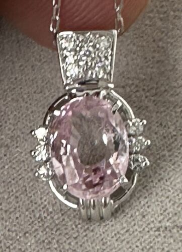 Pretty 3.06ct Unheated Sri Lanka Pink Sapphire Platinum Pendant