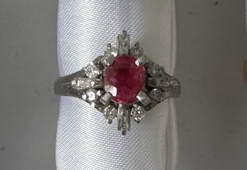 An Exquisite Unheated No Heat 1.11ct Burma Ruby & Diamond Plat Ring