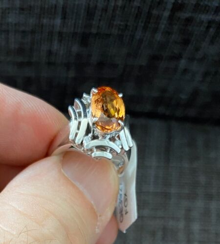 Magnificent Estate 3.03ct Brazilian Imperial Topaz Platinum & Dia Ring