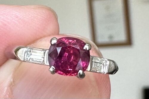 An Exceptional Unheated No Heat 1.09ct Art Deco Burma Ruby Ring GIA