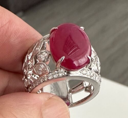 Magnificent 12.50ct Burmese Burma Ruby & Diamond Platinum Ring