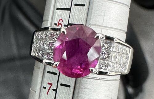 Magnificent 2.67ct Burmese Burma Ruby & Diamond Platinum Ring GIA