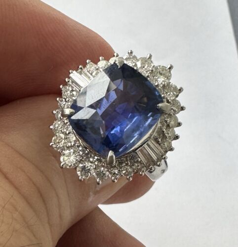 Magnificent Unheated No Heat 6.00ct Blue Sapphire Ring AIGS Cert