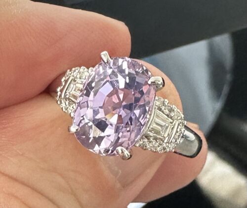 Sensational Unheated No Heat 6.60ct Lilac Sapphire & Diamond Ring GIA