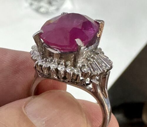 An Immense 9.71ct Burma Ruby & Diamond Ring AIGS