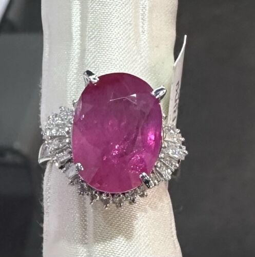 An Immense 9.71ct Burma Ruby & Diamond Ring AIGS