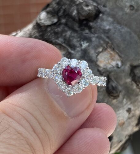 A Magnificent Unheated No Heat 1.02ct Burma Ruby & Diamond Ring GIA