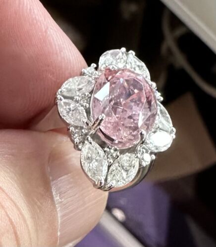 A Magnificent No Heat Unheated 5.83ct Padparadscha Sapphire & Diamond