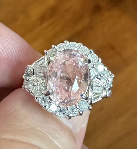 A Magnificent No Heat Unheated 6.04ct Padparadscha Sapphire Ring GRS